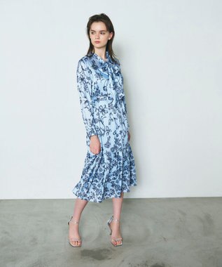 GRACE CONTINENTAL オリエンタルフラワープリントワンピース ブルー