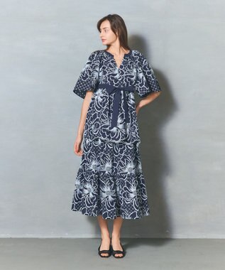 GRACE CONTINENTAL ボタニカルカットワークスカート ネイビー