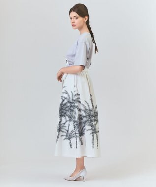 GRACE CONTINENTAL リゾートプリントTシャツ グレー