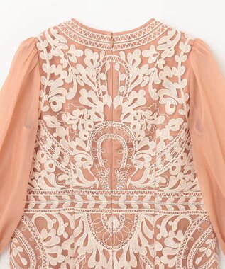 GRACE CONTINENTAL オーガン袖コード刺繍ドレス ピンク