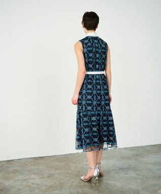 GRACE CONTINENTAL マリン刺繍チュールワンピース ネイビー