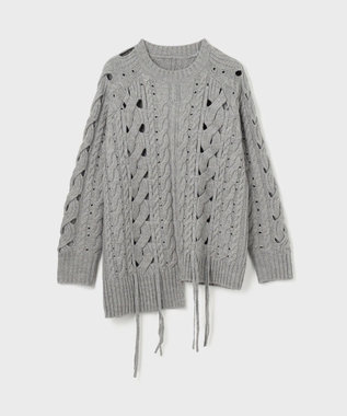 GRACE CONTINENTAL オーバーケーブルニットトップ グレー