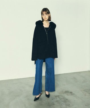 GRACE CONTINENTAL フードファーリバーポンチョ ブラック