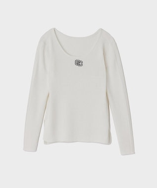 GRACE CONTINENTAL ロゴ刺繍リブトップ ホワイト