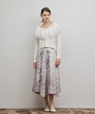 GRACE CONTINENTAL オーナメントジャガードハンカチヘムスカート ラベンダー