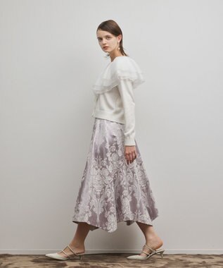 GRACE CONTINENTAL オーナメントジャガードハンカチヘムスカート ラベンダー