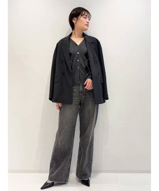 GRACE CONTINENTAL バックベルトダブルジャケット チャコール