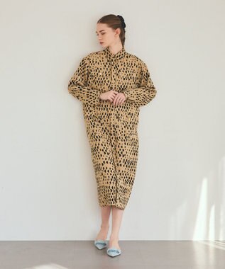 GRACE CONTINENTAL ハーフドットミリタリーワンピース ベージュ