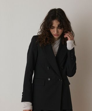 GRACE CONTINENTAL リネンライクダブルジャケット ブラック