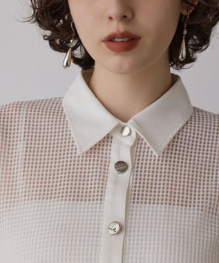 GRACE CONTINENTAL メッシュポンチョシャツ ホワイト