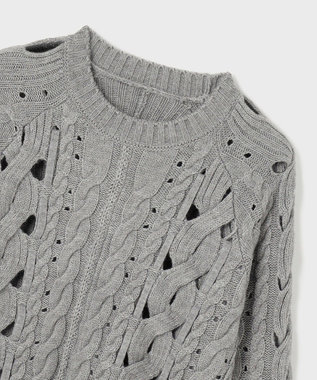 GRACE CONTINENTAL オーバーケーブルニットトップ グレー