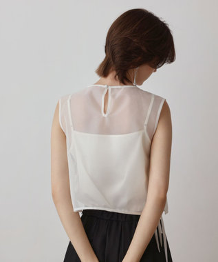 GRACE CONTINENTAL メッシュフラワートップ ホワイト