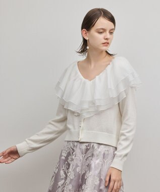 GRACE CONTINENTAL フリルニットカーディガン ホワイト