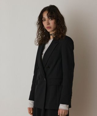 GRACE CONTINENTAL リネンライクダブルジャケット ブラック