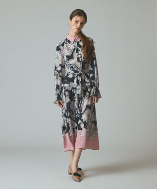 GRACE CONTINENTAL ボタニカルドレープワンピース ブラック