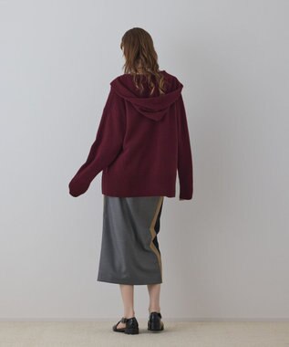 GRACE CONTINENTAL ウールフードニットカーディガン ボルドー