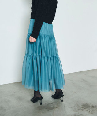 GRACE CONTINENTAL チュールティアードスカート ブルー