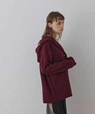 GRACE CONTINENTAL ウールフードニットカーディガン ボルドー