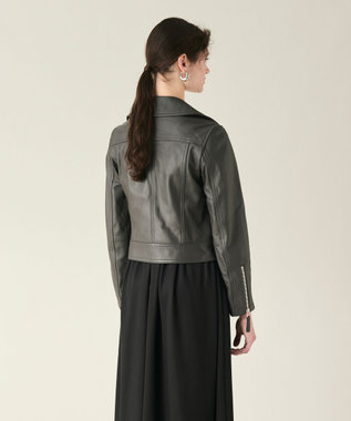 GRACE CONTINENTAL ラムレザーライダースジャケット チャコール