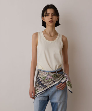 GRACE CONTINENTAL フラワーペイズリースカーフ ネイビー