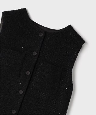 GRACE CONTINENTAL チュールコンビツイードワンピース ブラック