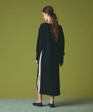 GRACE CONTINENTAL ライン配色ニットワンピース ブラック