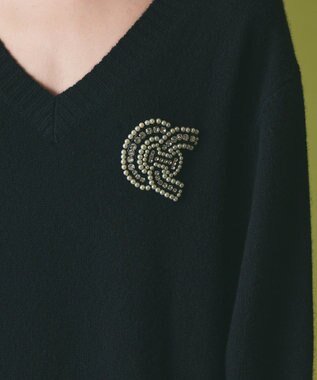 GRACE CONTINENTAL ライン配色ニットワンピース ブラック