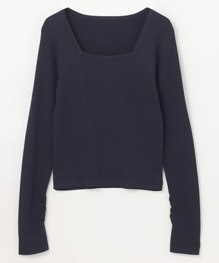 GRACE CONTINENTAL リブスクエアニットトップ ネイビー