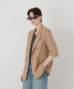 GRACE CONTINENTAL シアーハーフスリーブジャケット ベージュ