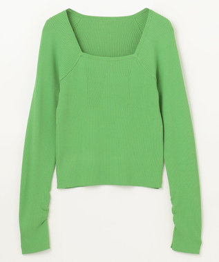 GRACE CONTINENTAL リブスクエアニットトップ グリーン