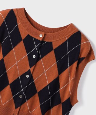 GRACE CONTINENTAL アーガイルニットベスト オレンジ