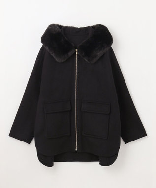 GRACE CONTINENTAL フードファーリバーポンチョ ブラック