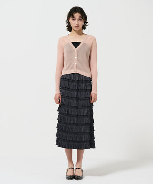 GRACE CONTINENTAL リブシアーニットカーディガン ピンク