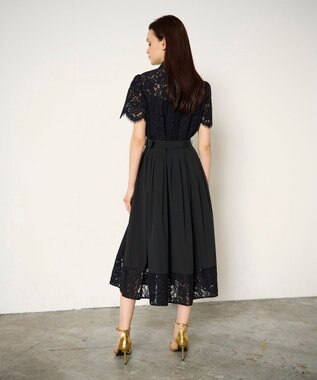 GRACE CONTINENTAL レースコンビタフタワンピース ブラック