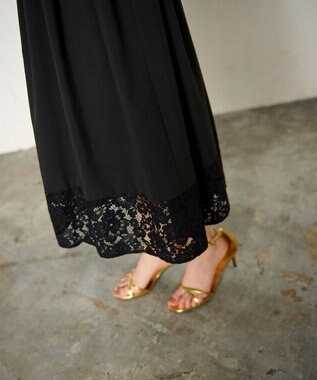 GRACE CONTINENTAL レースコンビタフタワンピース ブラック