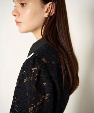 GRACE CONTINENTAL レースコンビタフタワンピース ブラック