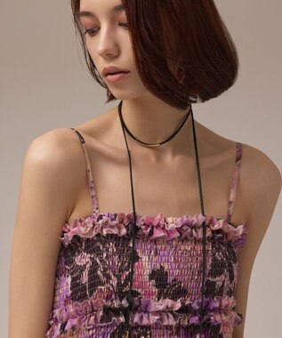 GRACE CONTINENTAL タイダイリーフプリントワンピース ラベンダー