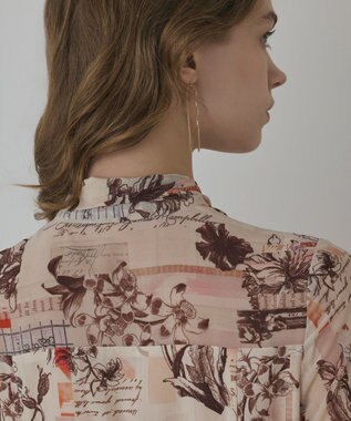 GRACE CONTINENTAL ロゴフラワ－プリントボウタイワンピース オレンジ