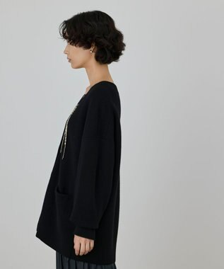 GRACE CONTINENTAL 圧縮ニットカーディガン ブラック