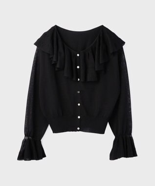GRACE CONTINENTAL フリルニットカーディガン ブラック
