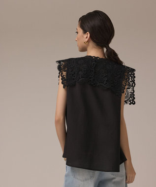 GRACE CONTINENTAL パターンレースカラーブラウス ブラック