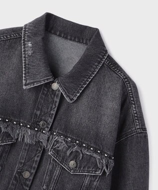 GRACE CONTINENTAL フリンジスタッズデニムジャケット ブラック