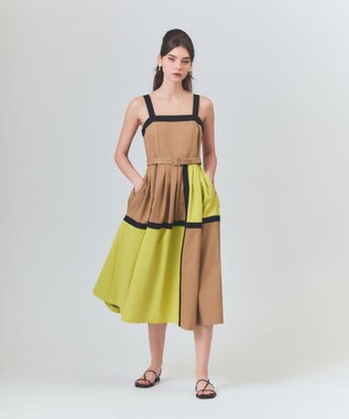 GRACE CONTINENTAL ライン配色キャミドレス ベージュ