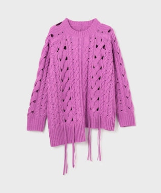 GRACE CONTINENTAL オーバーケーブルニットトップ パープル