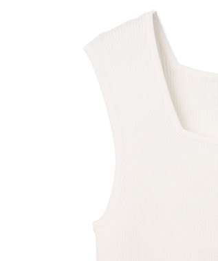 GRACE CONTINENTAL スクエアリブニットトップ ホワイト