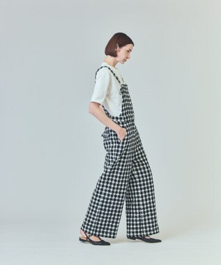 GRACE CONTINENTAL チェックツイードサロペット ブラック