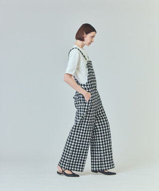 GRACE CONTINENTAL チェックツイードサロペット ブラック