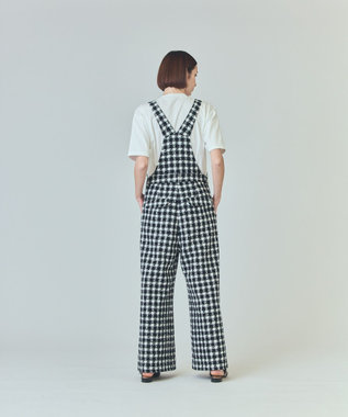 GRACE CONTINENTAL チェックツイードサロペット ブラック