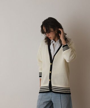 GRACE CONTINENTAL メッシュラインニットカーディガン ホワイト