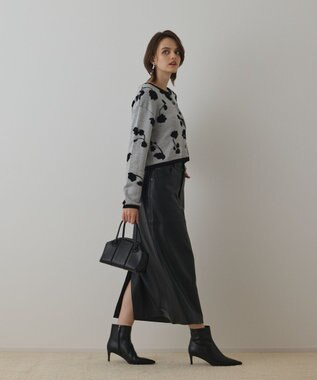 GRACE CONTINENTAL フクレジャガードニットカーディガン ホワイト